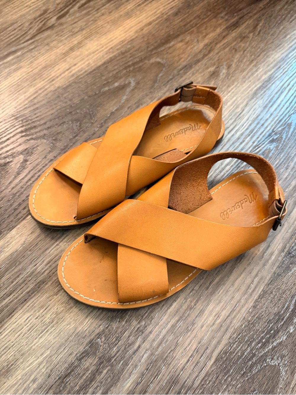 Madewell Brown Leather Cross Sandals